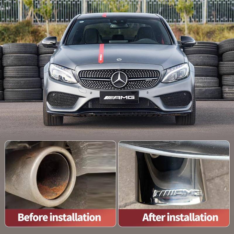 汽车改装不锈装饰配件圆扁圆尾型R01尾喉AMG钢汽车消声椭器喉排气