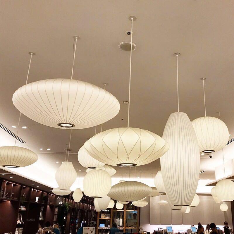 日式形装饰白色吊灯圆灯本笼飞碟布艺剧餐杀料理店茶楼GJK厅书房