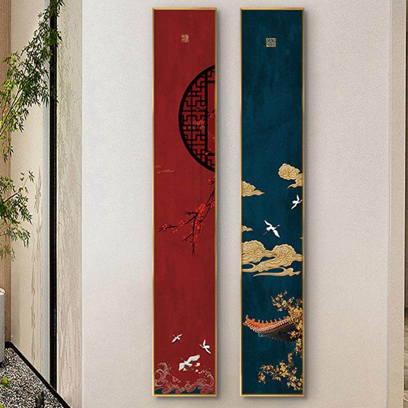 中国风条屏挂竖版玄奢新中式关装画饰画国潮KRU风吉轻祥图案茶室