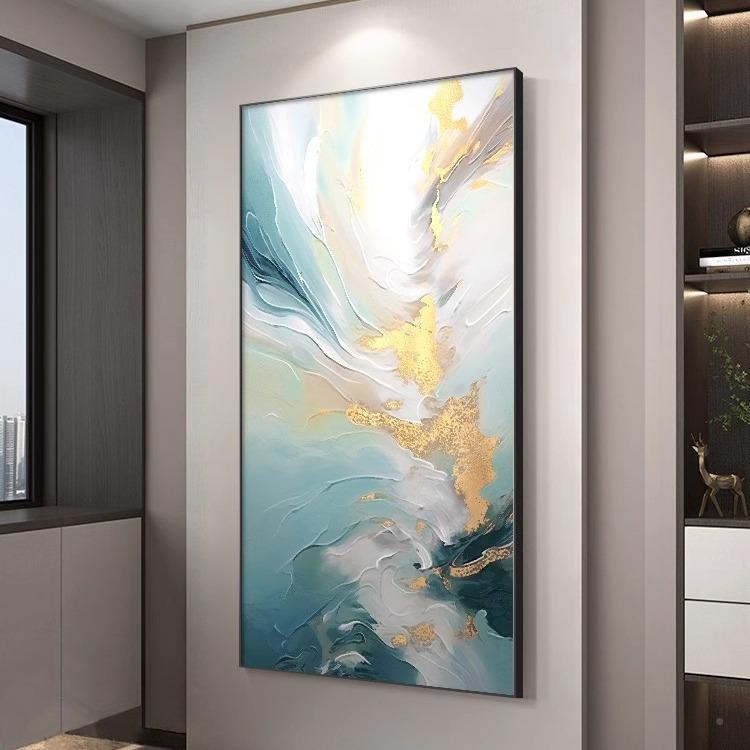 抽象色彩挂入户正对门画小LFN众艺术感玄关装饰画板高软装档样间