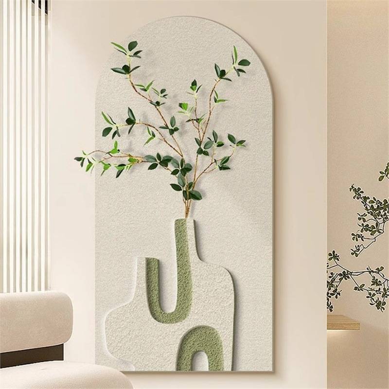 立体砂岩奶油风小众艺术拱形正对门玄关装饰画过道走廊客厅画挂画图片