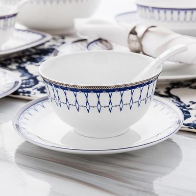 隆达骨瓷高级感家用餐具陶瓷碗盘子简格平盘精致的深盘大碗微瑕