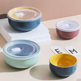ezicok保鲜碗上班族饭盒陶瓷汤碗饭碗家用大碗带盖碗密封便当碗筷