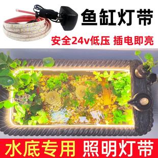 古法养鱼鱼缸低压防水LED灯带水下专用泡水灯带自粘超亮软灯条24V
