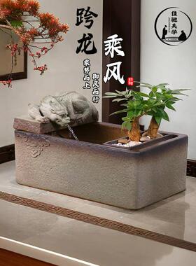 开业礼品陶瓷流水摆件循环水招财客厅入口茶室新中式家居店装修
