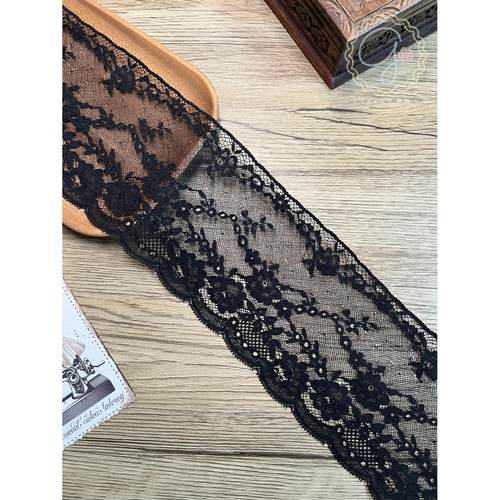 黑色9.5cm宽法蕾棉花边GenevaMAMA法国进口蕾丝服装高定娃衣辅料