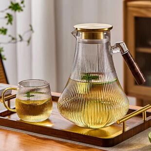 雅港冷水壶家用玻璃凉水杯套装大容量水果茶壶加厚储水果汁开 水