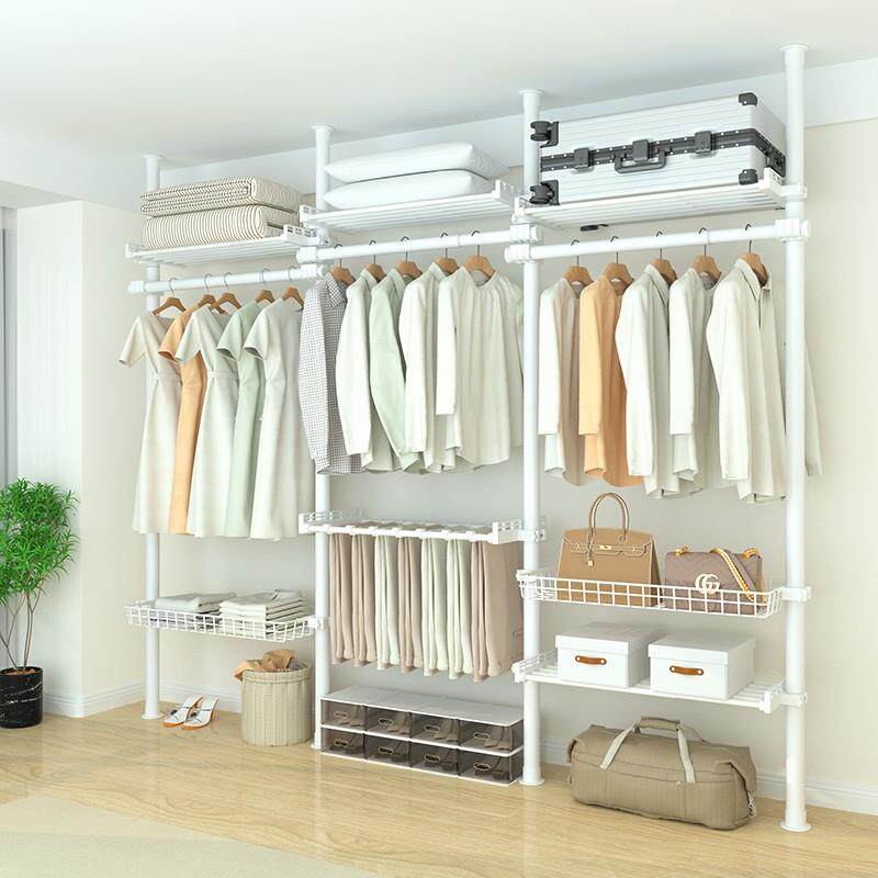 顶天立地衣柜晾衣架置物架置衣架挂衣架落地室内卧室家用伸缩杆子