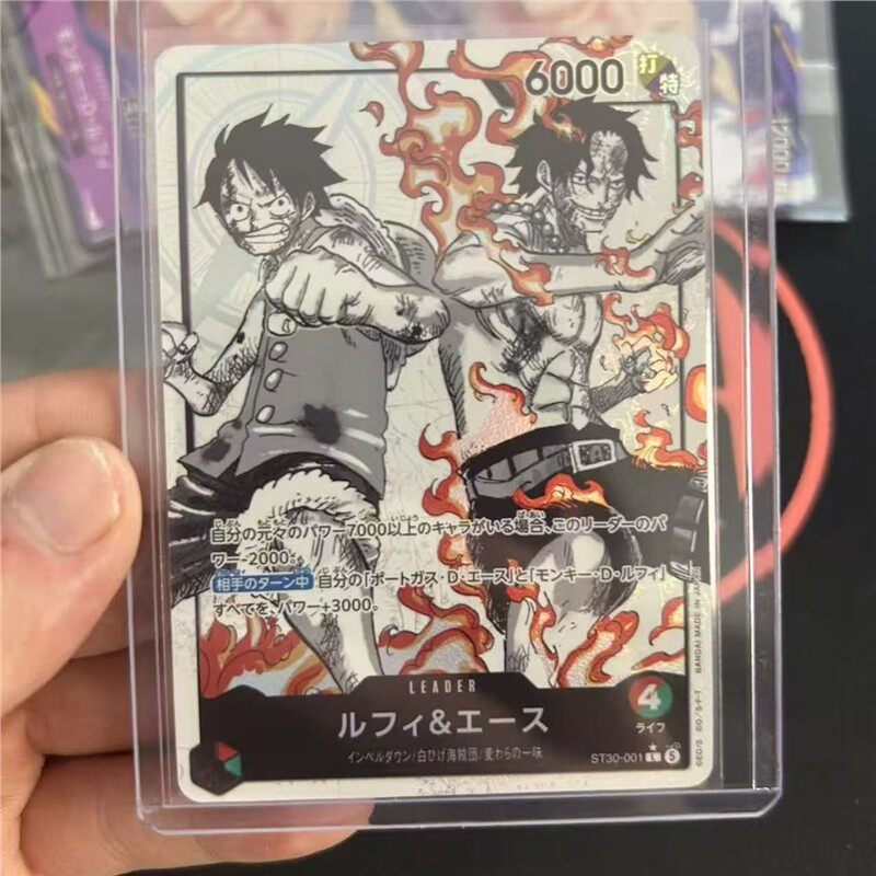 thumbnail for Hitani OPCG One Piece Black & White Illustrated Card Luffy & Ace ST30-001