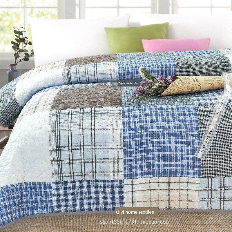 外贸订单经典格纹加厚绗缝纯棉床罩单张绗缝双面床单床垫套毛毯,床上用品,床盖,淘宝优惠券,粉丝福利购,淘宝优惠卷