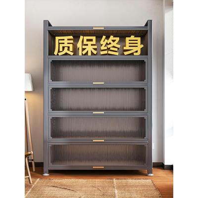 钢制储物柜家用置物架卧室书柜阳台落地多层带门置物柜客厅收纳柜