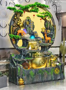 大型落地假山流水喷泉摆件客厅加湿器装饰生财风水轮高山循环水景