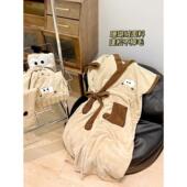 珊瑚绒女款 浴裙 一体式 浴袍吸水速干可裹可穿式 浴巾居家可用中长款