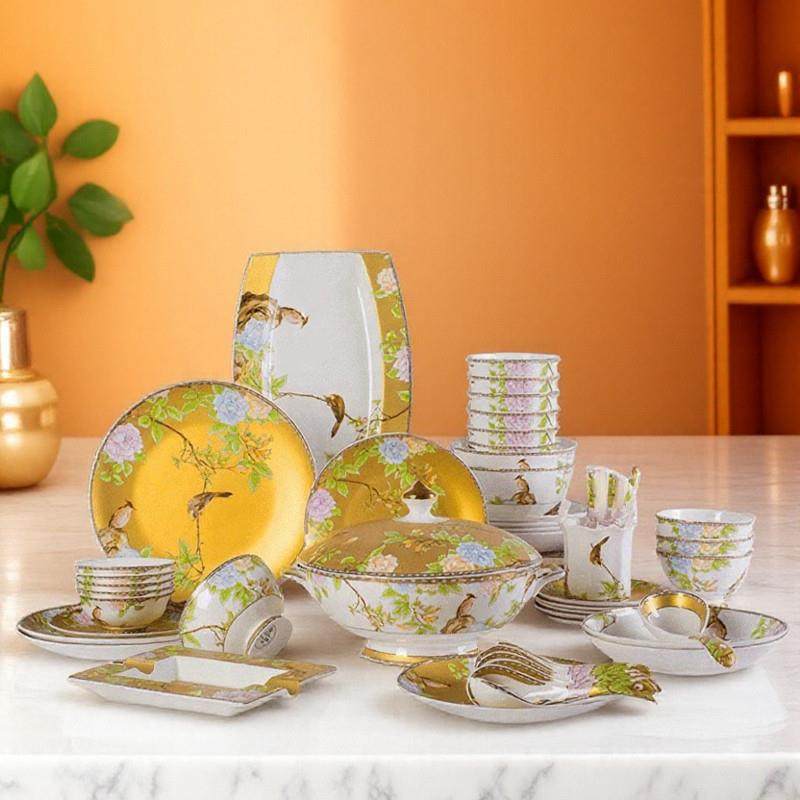 景德镇高级感2025新款陶瓷餐具米饭碗碗碟套装家用骨瓷乔迁新婚礼,餐饮具,餐具瓷器套装,淘宝优惠券,粉丝福利购,淘宝优惠卷