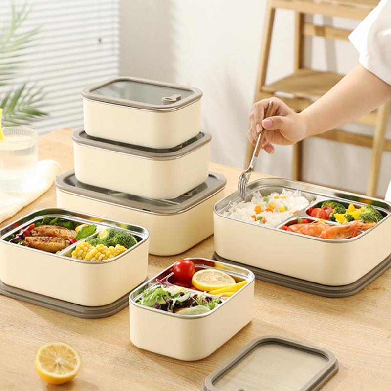 304不锈钢上班族800ML可拆卸便捷饭盒可微波加热便当盒密封保鲜盒