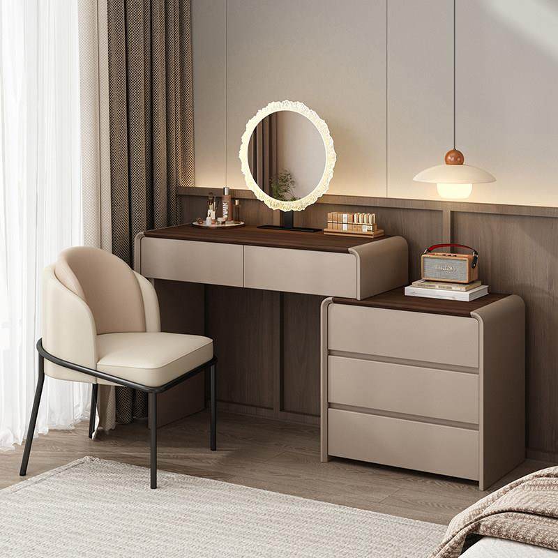 意式极简实木梳妆台斗柜一体主卧室胡桃木色复古收纳化妆桌高级感,住宅家具,梳妆台/桌,淘宝优惠券,粉丝福利购,淘宝优惠卷