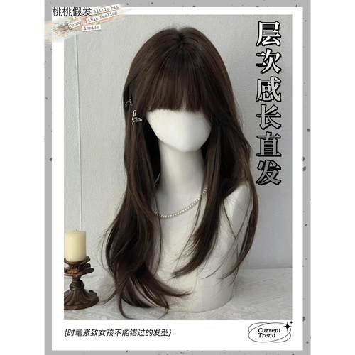 假发女高级黑色长直发萝莉日式二维独立鬓角每日洛丽塔全头饰Jk
