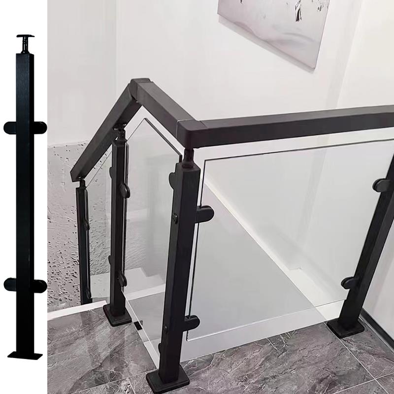 楼梯玻璃不锈钢扶手立柱 阳台护栏免扶手 扶手栏杆 方管楼梯立柱