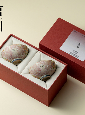 束刻 火石红纯手绘九尾狐主人杯对杯中式高颜值个人专用杯品茗杯