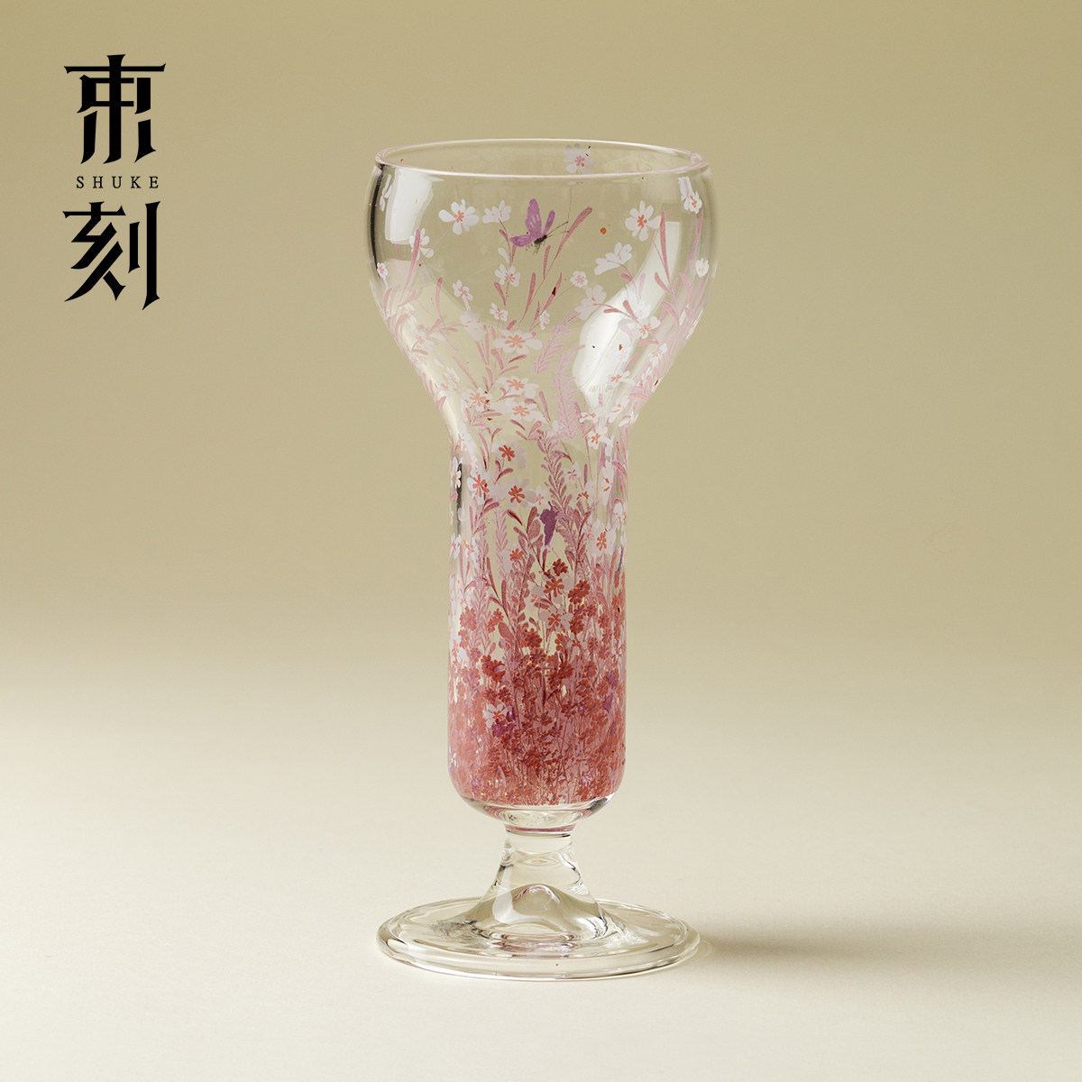 束刻粉屿玻璃高脚杯红酒杯个性精致情侣酒杯高硼硅透明香槟红酒杯