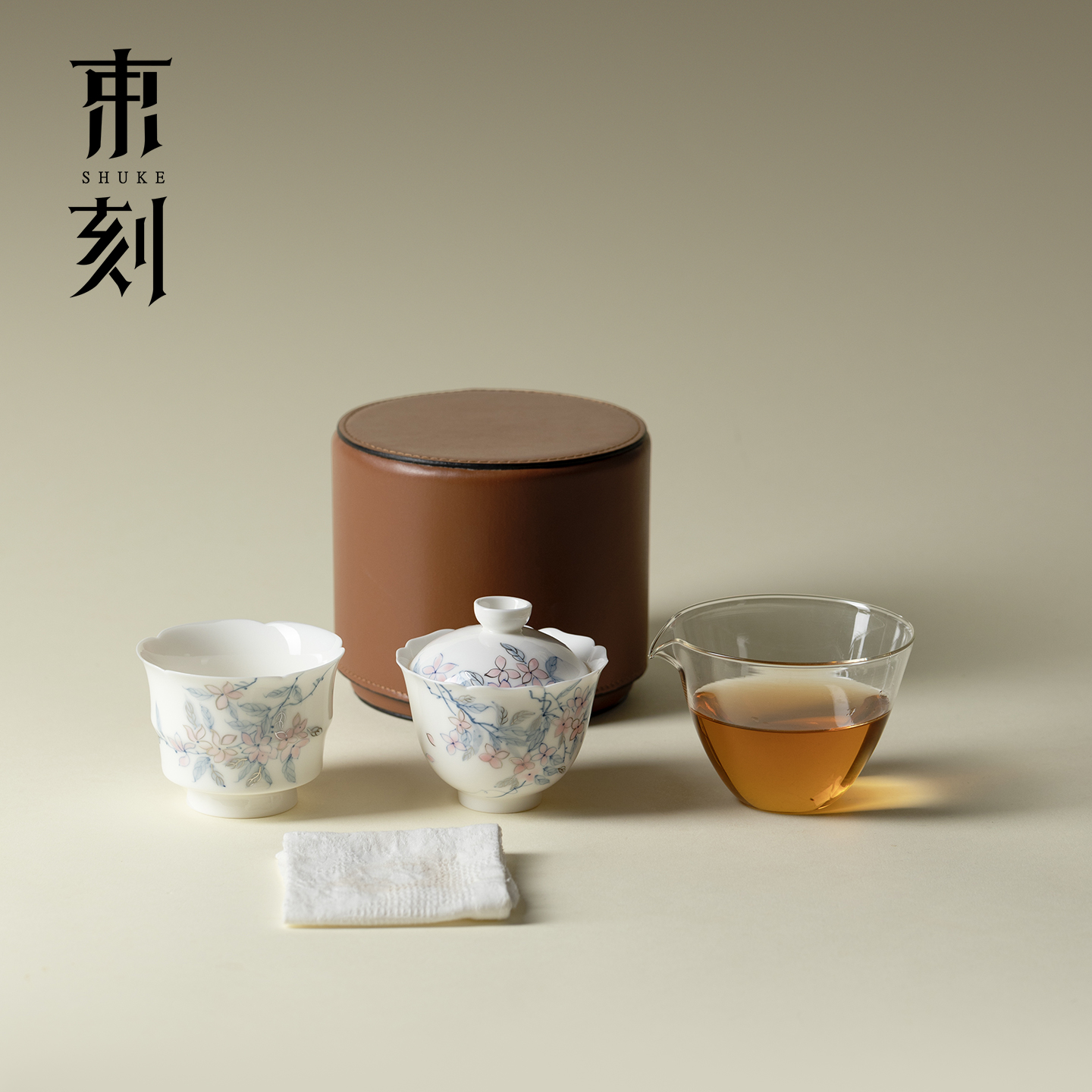 束刻皮革茶箱旅行功夫茶具套装便携一壶两杯快客杯露营泡茶器装备