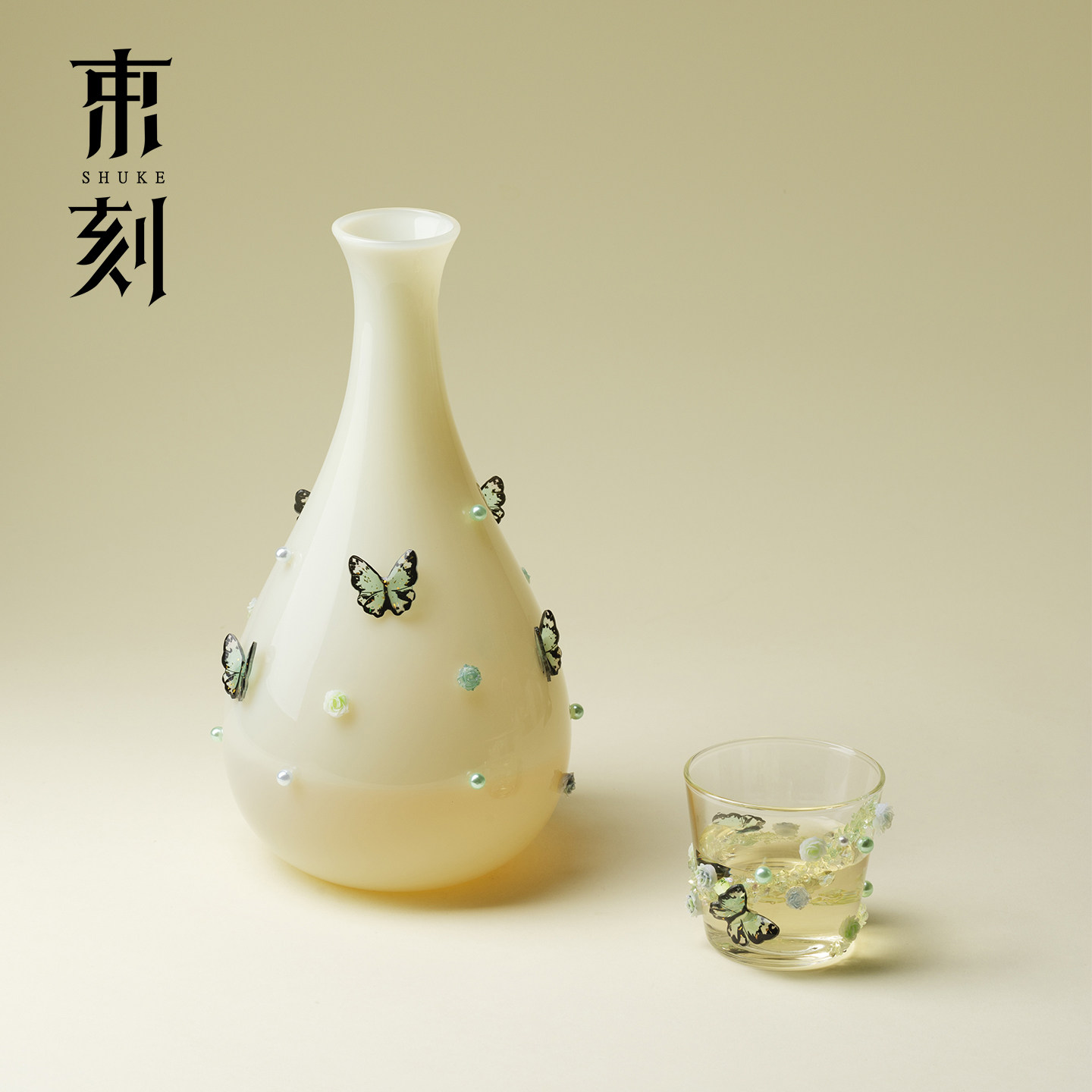 束刻女性高级感diy蝶恋花玻璃红酒分酒器原创高颜值分享壶冷萃瓶