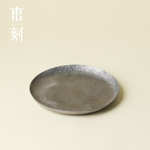 束刻手工锡制锤纹壶承新中式茶道配件圆形防烫茶具垫茶壶盖碗茶托