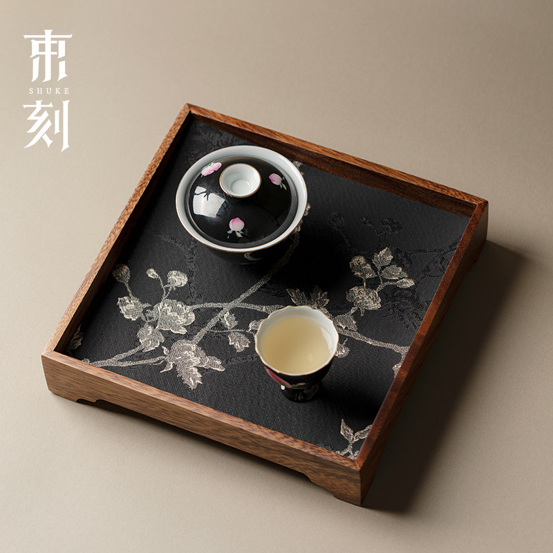 束刻 新中式胡桃木正方壶承高端精致干泡茶承一人用茶托杯托茶垫