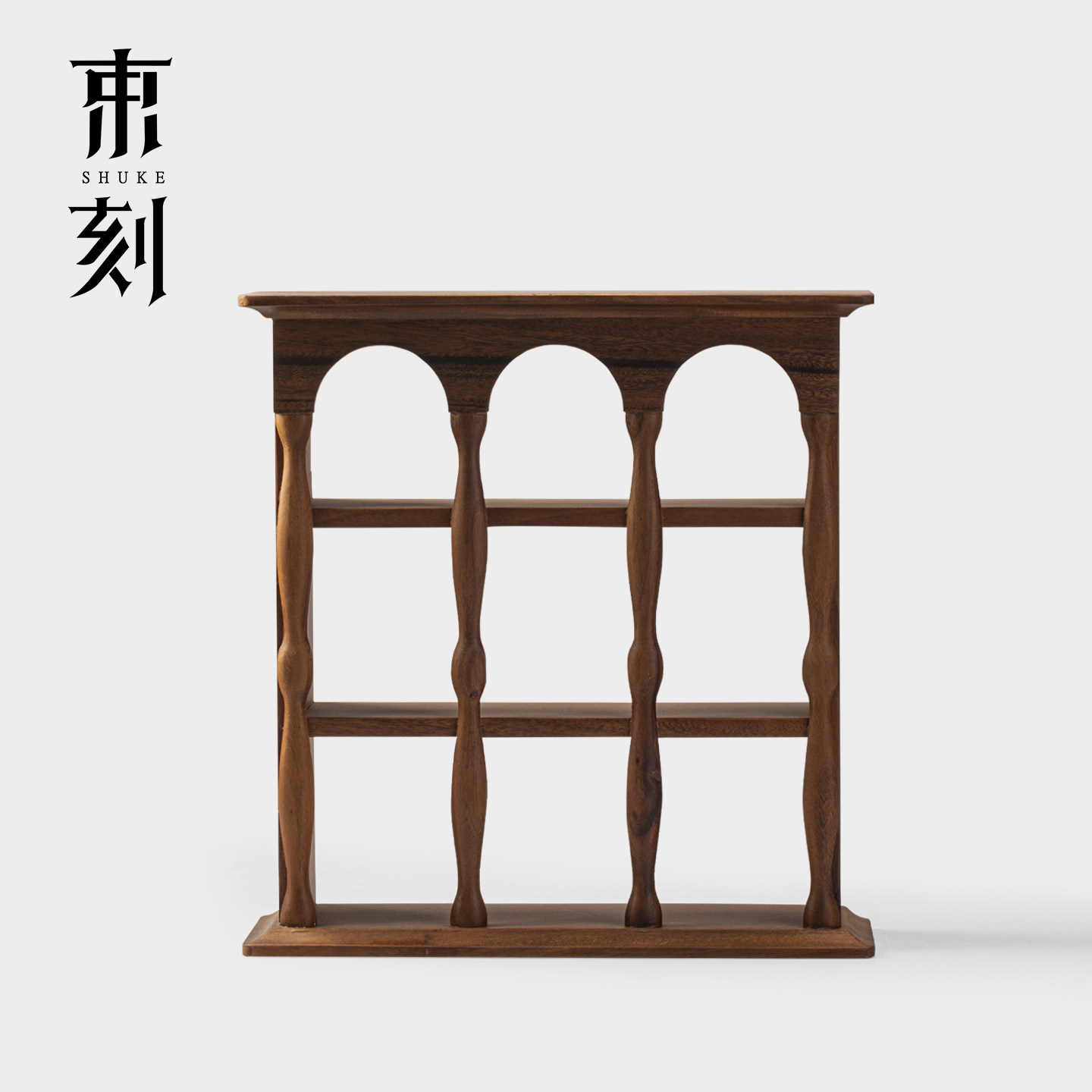 束刻胡桃木实木杯架香水架功夫茶具收纳置物架壁挂式手办展示架子