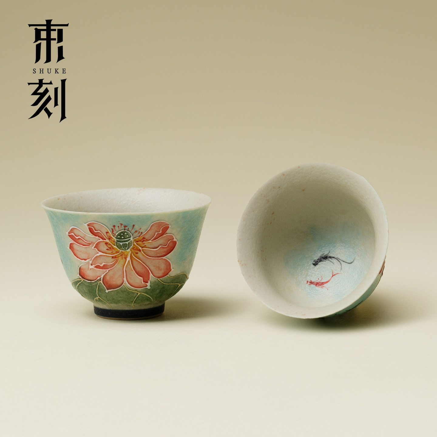 束刻纯手绘鱼戏莲花功夫茶杯喝茶品茗杯高颜值家用闻香杯客杯单杯,餐饮具,茶杯,淘宝优惠券,粉丝福利购,淘宝优惠卷