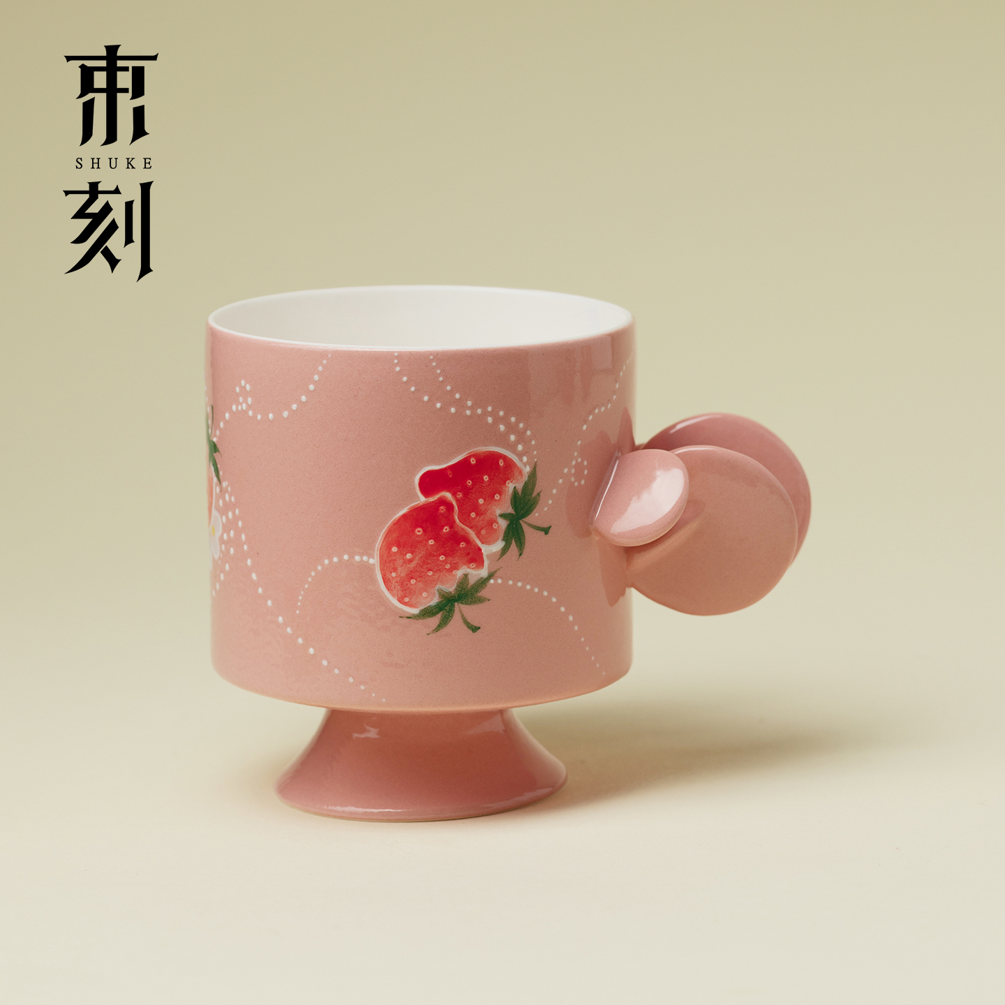 梵汝 手绘草莓咖啡杯精致有田烧办公水杯少女心家用早餐杯牛奶杯