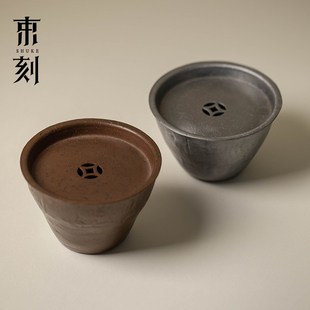 束刻 手工锤纹水孟建水高档纯铜茶洗缸带盖茶具配件废水茶渣缸