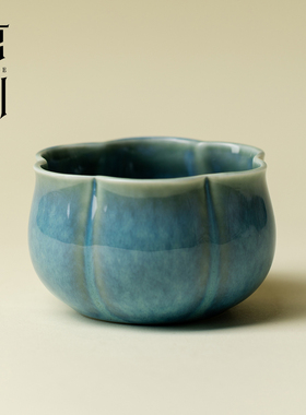 束刻 孔雀绿窑变花朵主人杯景德镇原矿釉品茗杯高端功夫茶具茶杯
