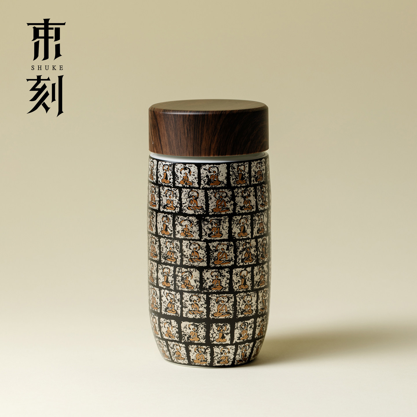 束刻敦煌万佛文创男士保温壶高档鎏银随身闷茶水杯送领导长辈礼物