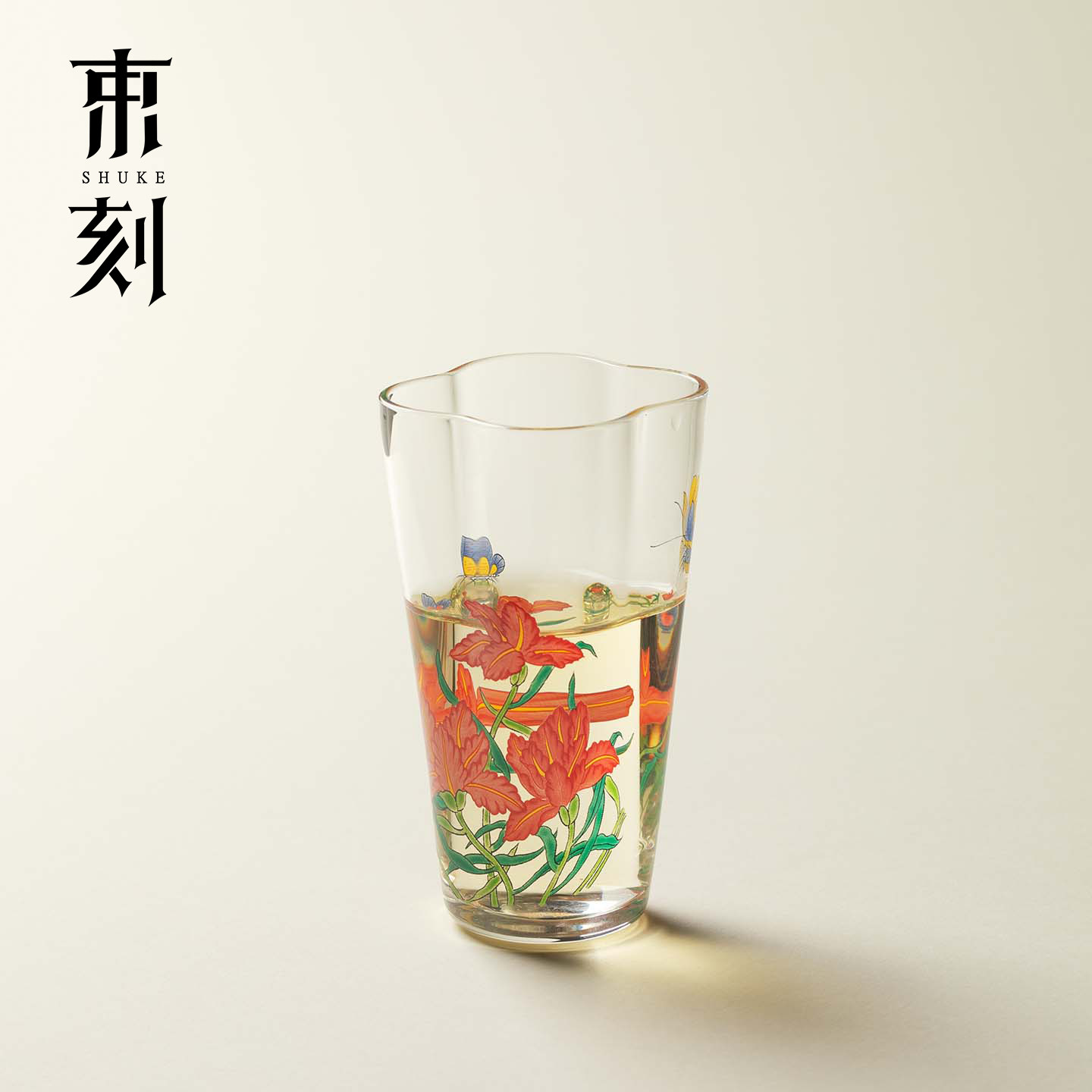 束刻瑞璃鸢尾花海棠水杯耐热高硼硅玻璃冷萃杯高颜值主人杯个人杯图片