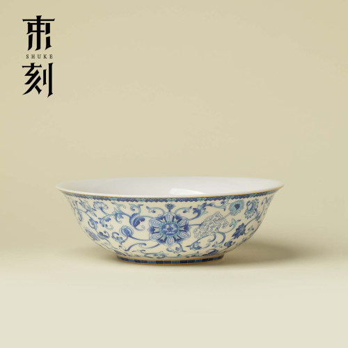 束刻 景德镇青花缠枝莲羊脂玉大号汤碗轻奢餐具水煮鱼碗排骨汤碗