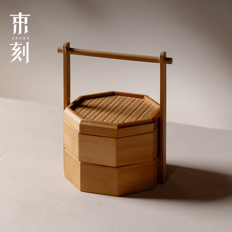 八角收纳盒创意手提干果小提篮图片