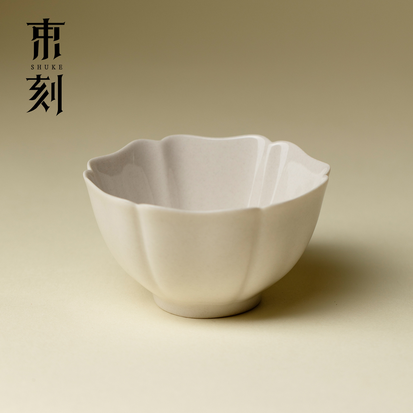 束刻高端草木灰釉花口茶杯纯色百搭茶盏杯主人杯个人专用杯品茗杯