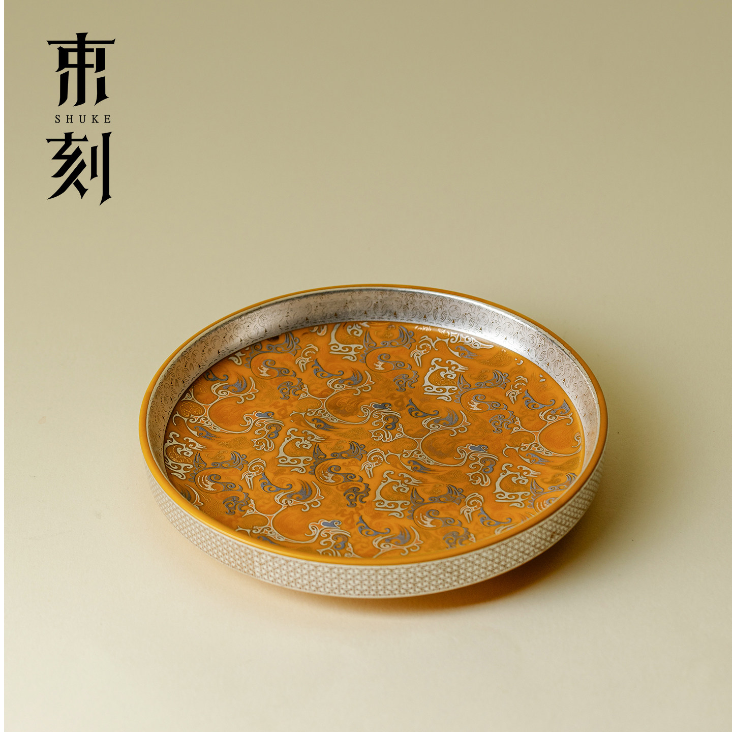 敦煌龙腾四海陶瓷壶承鎏银干泡盘图片