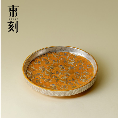 敦煌龙腾四海陶瓷壶承鎏银干泡盘