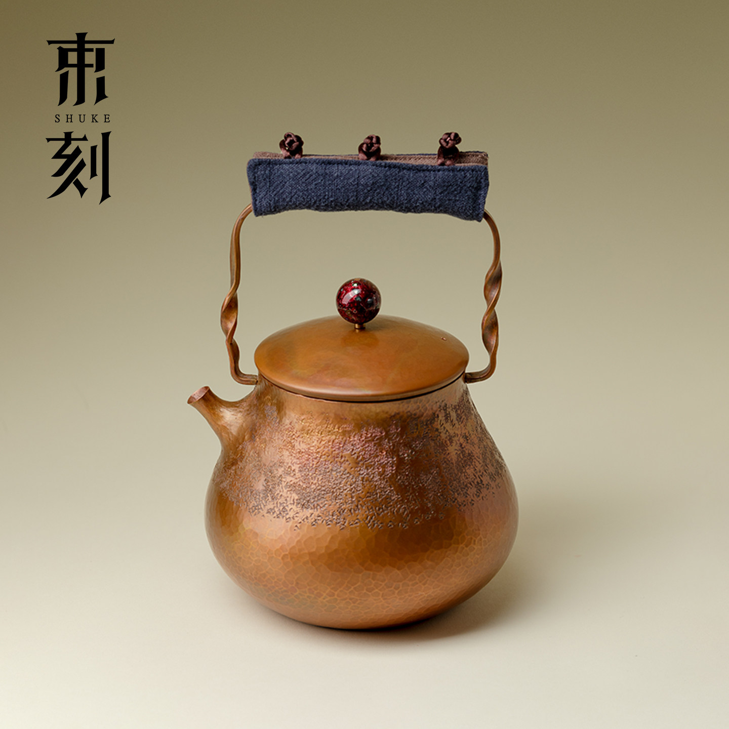 束刻纯铜紫铜提梁壶手工一张打烧水壶围炉煮茶可炭明火养身泡茶壶