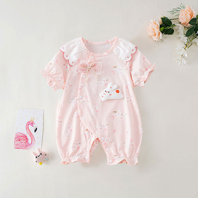 新生女宝宝夏薄款纯棉半袖哈衣