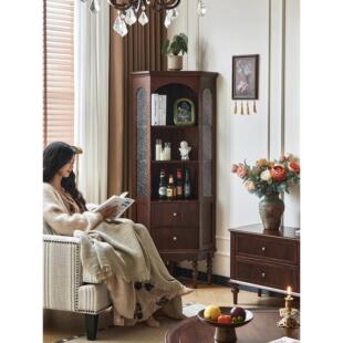 一具一家法式覆古实木角柜墙角三角转角置物架客厅90度拐角展示柜