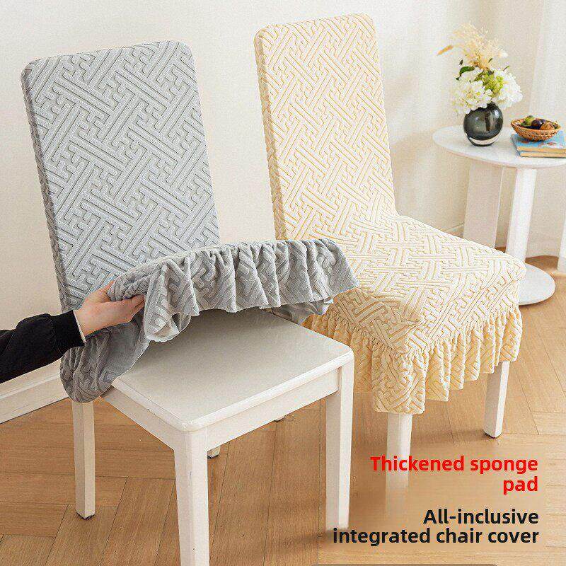 加厚弹力椅套海绵坐垫一体四季通用简约风餐桌椅座椅子套罩冬季垫