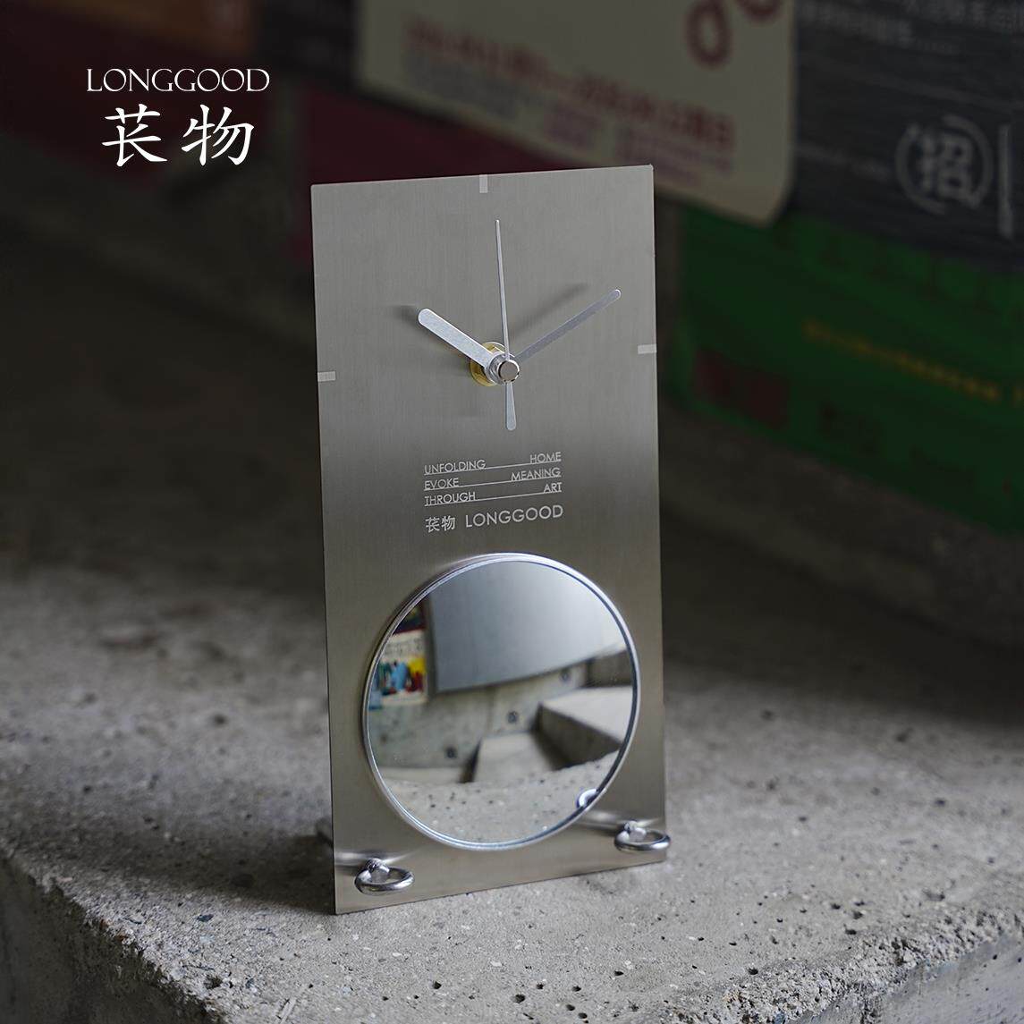 苌物·不锈钢摆钟｜包豪斯现代创意金属静音摆钟客厅床头桌面摆件