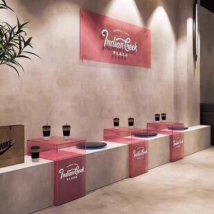 L型压克力吧台展示架咖啡店桌面展示台定制橱窗装饰中岛台网红