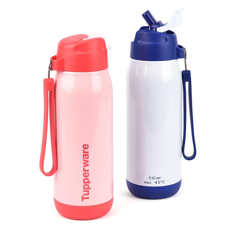 特百惠 510ML吸管保温杯 防漏吸管杯男女士学生可携式不锈钢保温