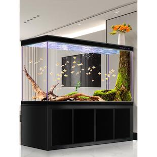 落地式 大型底部过滤器免换水2025新隔板屏超级白色龙 鱼缸客厅中