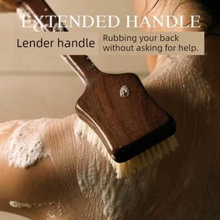 乌木猪鬃毛刷长柄浴刷浴刷干刷体刷猪鬃毛浴刷浴马毛