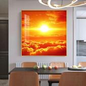旭日东升太阳挂画进门玄关装 饰画镇宅餐厅壁画办公室背景墙日出图